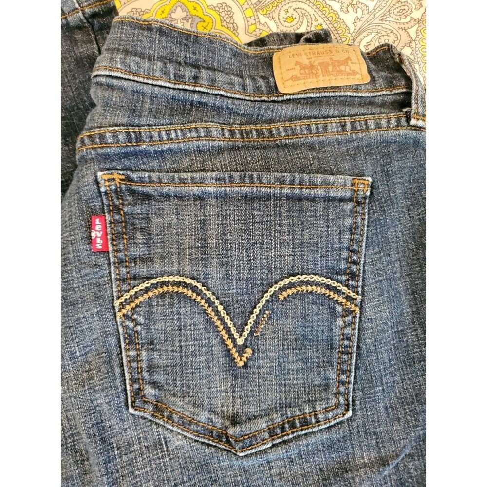 Y2K Levi's 515 Boot Cut Mom Blue Jeans 12 34X33X10 Vtg Stitched Stone Washed